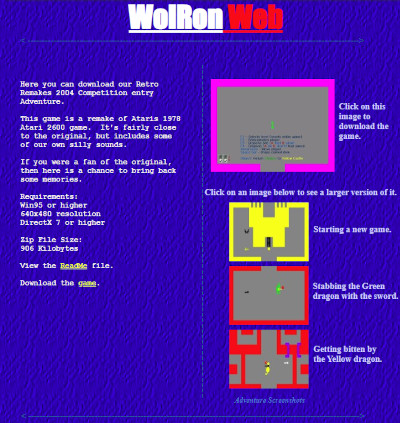 An old website with downloadable games and apps